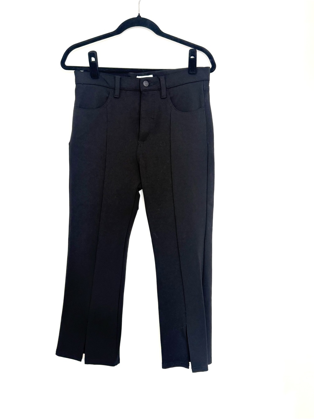 pistola Black Cropped Straight-Leg Trouser Jeans with Front Slit 29P Petite